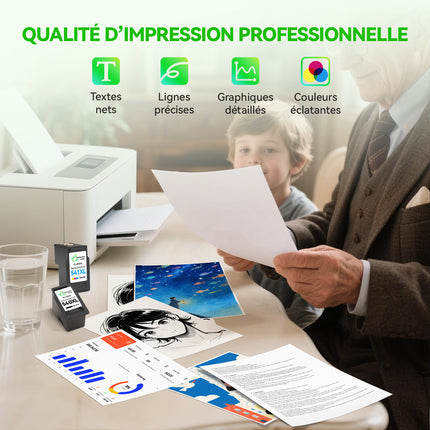 540-541XL – Cartouches d'encre compatibles pour Canon PG-540 XL CL-541 XL | Grande Capacité | Haute performance