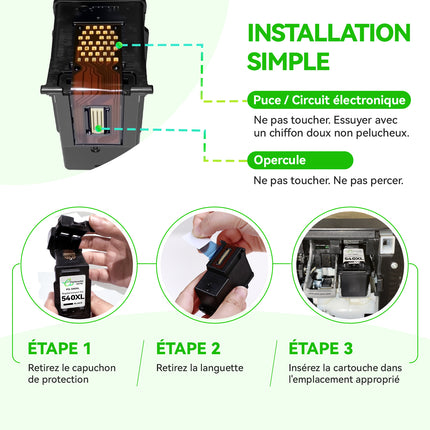 540-541XL – Cartouches d'encre compatibles pour Canon PG-540 XL CL-541 XL | Grande Capacité | Haute performance