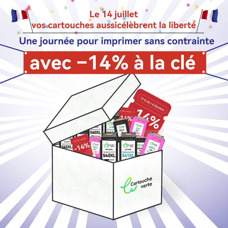 14 juillet : -14 % sur toutes vos cartouches : imprimez librement, célébrez fièrement