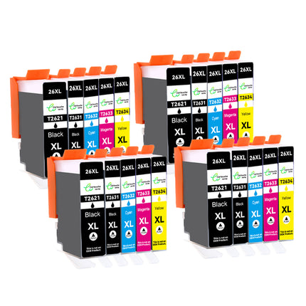 EPSON 26XL Cartouche d'encre compatible （Noir et Couleur）| Recyclée et écologique-Indication niveau d encre