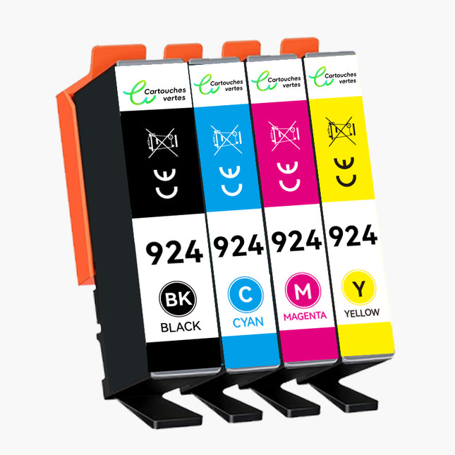 HP 924E Cartouche d'encre compatible - 4 Couleurs | Recyclée et écologique - Format XL