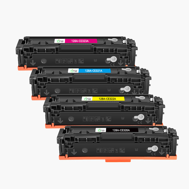 HP 128A (CE320A /CE321A /CE322A /CE323A) Compatible Toner-4 COULEURS(grande capacité)|Cartouche verte