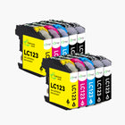BROTHER LC-123 Cartouche d'encre compatible （Noir/Couleur）| Recyclée et écologique-Indication niveau d encre - Format XL