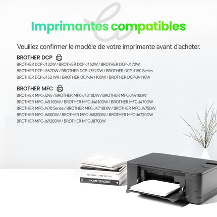 BROTHER LC123 Compatible Ink Cartridge (Black/Color) | Recycled and Eco-Friendly - Ink Level Indicator - XL Size