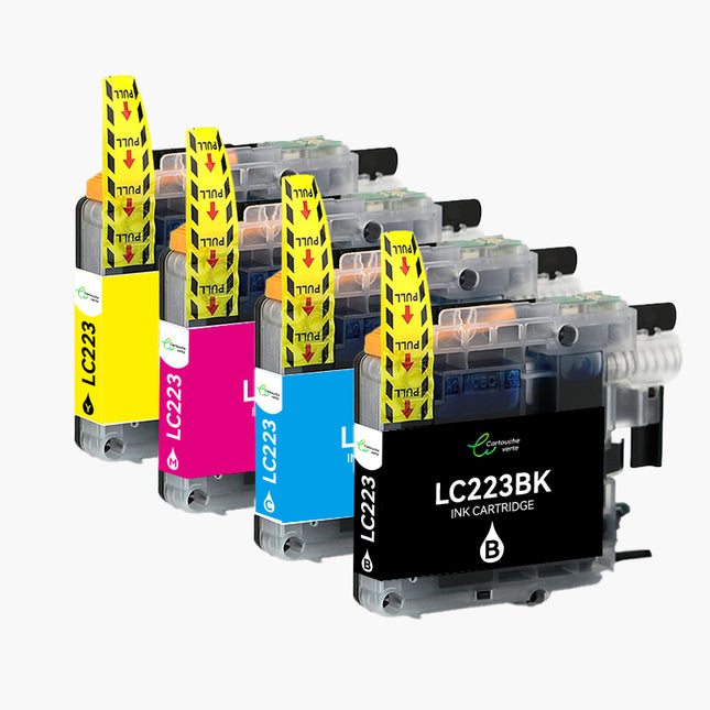BROTHER LC223 Cartouche d'encre compatible （Noir/Couleur）| Recyclée et écologique-Indication niveau d encre - Format XL