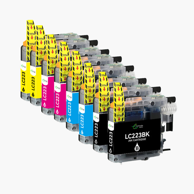 BROTHER LC223 Cartouche d'encre compatible （Noir/Couleur）| Recyclée et écologique-Indication niveau d encre - Format XL