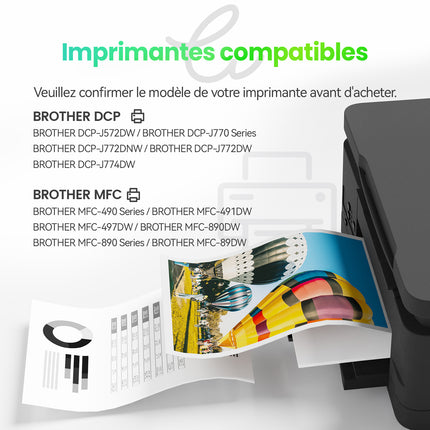 BROTHER LC3213 Compatible Ink Cartridge (Black/Color) | Recycled and Eco-Friendly - Ink Level Indicator - XL Size
