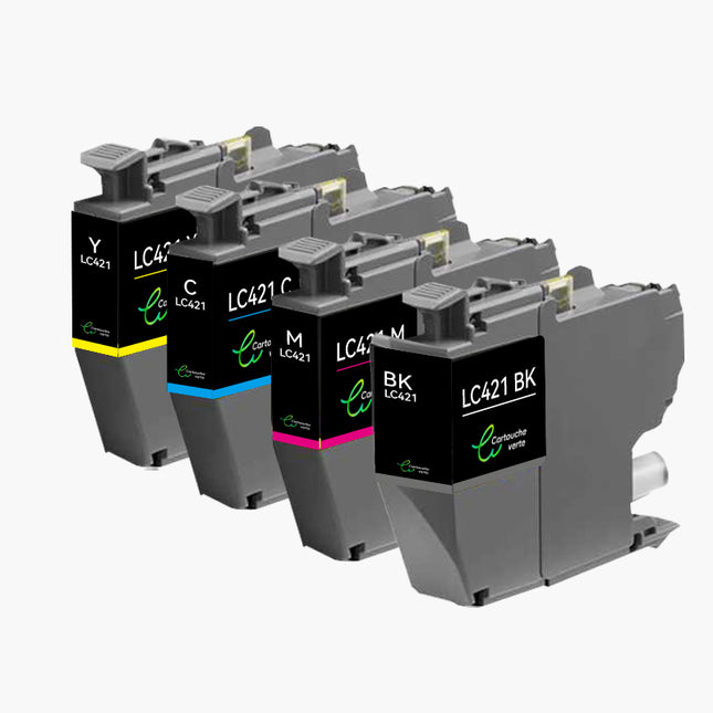 BROTHER LC421XL Cartouche d'encre compatible （Noir/Couleur）| Recyclée et écologique-Indication niveau d encre - Format XL
