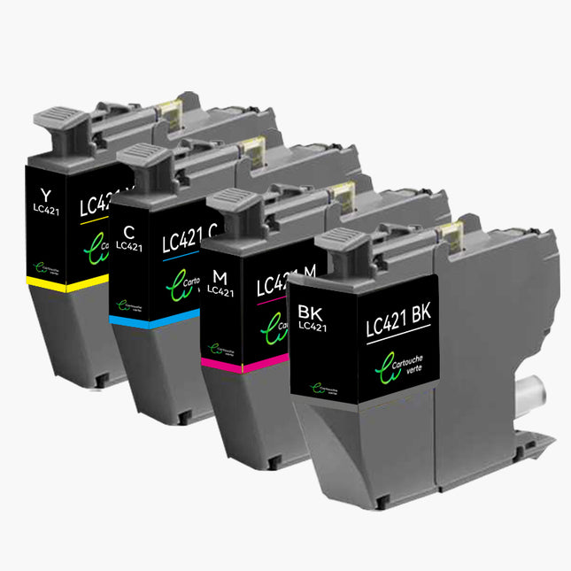 BROTHER LC421XL Cartouche d'encre compatible （Noir/Couleur）| Recyclée et écologique-Indication niveau d encre - Format XL