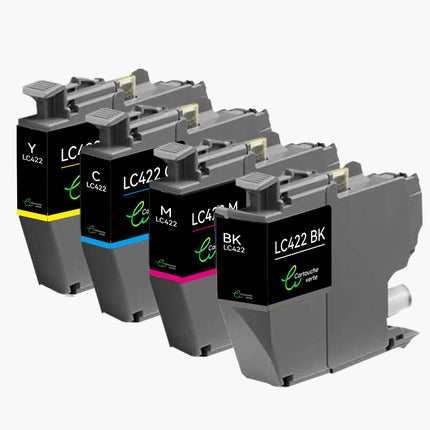 BROTHER LC422XL Cartouche d'encre compatible （Noir/Couleur）| Recyclée et écologique-Indication niveau d encre - Format XL