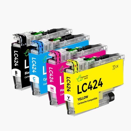 BROTHER LC424 compatibele inktcartridge (zwart/kleur) | Gerecycled en ecologisch - Inktniveau-indicator - XL-formaat