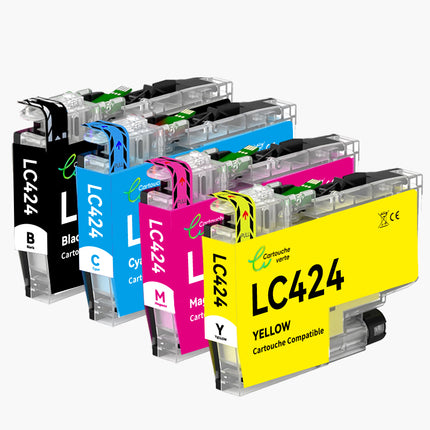 BROTHER LC424 compatibele inktcartridge (zwart/kleur) | Gerecycled en ecologisch - Inktniveau-indicator - XL-formaat