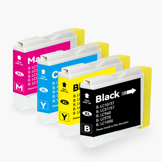 BROTHER LC970/LC1000 Cartouche d'encre compatible （Noir/Couleur）| Recyclée et écologique-Indication niveau d encre - Format XL