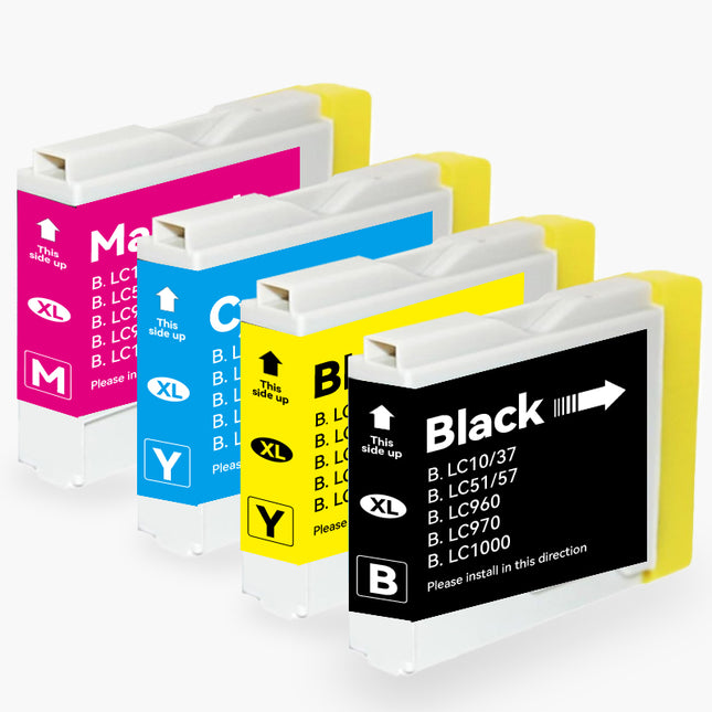 BROTHER LC970/LC1000 Cartouche d'encre compatible （Noir/Couleur）| Recyclée et écologique-Indication niveau d encre - Format XL