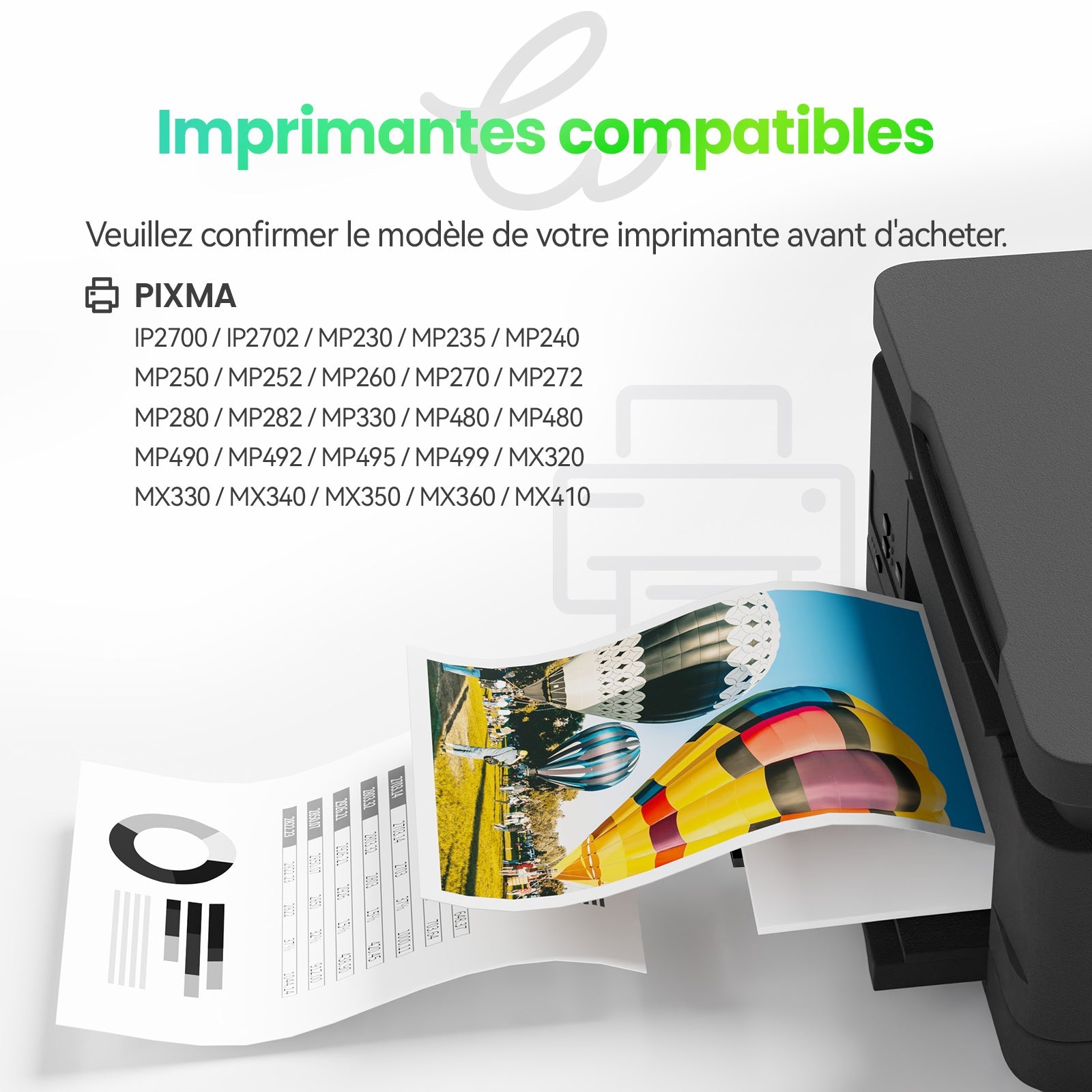 Cartouches D'Encre XL Compatibles Canon PG-510 Noir & CL-511 Couleur | Pour PIXMA MX340, MX350, MX410, MP490, IP2700 Et + (Lot Économique)