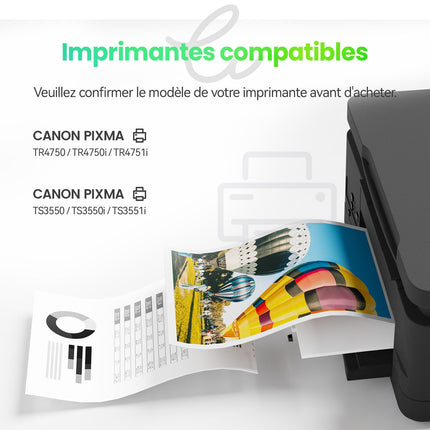 CANON PG - 575XL/CL - 576XL Cartouche d'encre compatible （Noir/Couleur）| Recyclée et écologique - Indication niveau d encre - Format XL - Cartouche verte