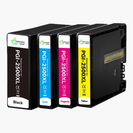 CANON PGI - 2500XL Cartouche d'encre compatible - 4 Couleurs | Recyclée et écologique - Format XL - Cartouche verte