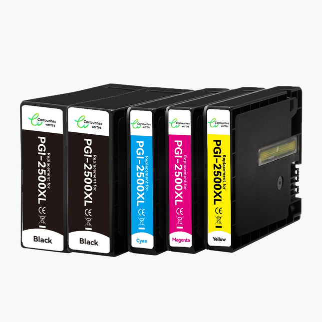 CANON PGI - 2500XL Cartouche d'encre compatible - 4 Couleurs | Recyclée et écologique - Format XL - Cartouche verte