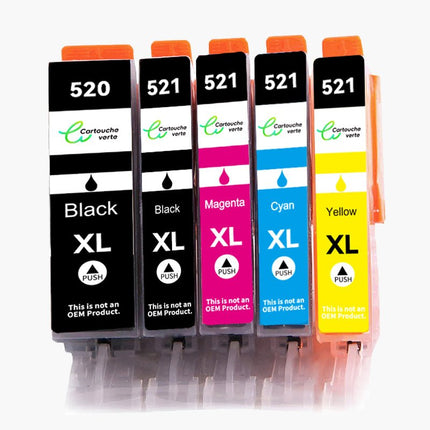 CANON PGI - 520/CLI - 521XL Cartouche d'encre compatible - 4 Couleurs | Recyclée et écologique - Format XL - Cartouche verte