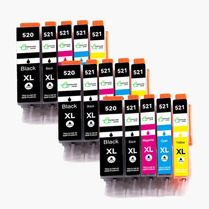 CANON PGI - 520/CLI - 521XL Cartouche d'encre compatible - 4 Couleurs | Recyclée et écologique - Format XL - Cartouche verte