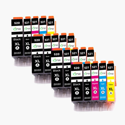 CANON PGI - 520/CLI - 521XL Cartouche d'encre compatible - 4 Couleurs | Recyclée et écologique - Format XL - Cartouche verte