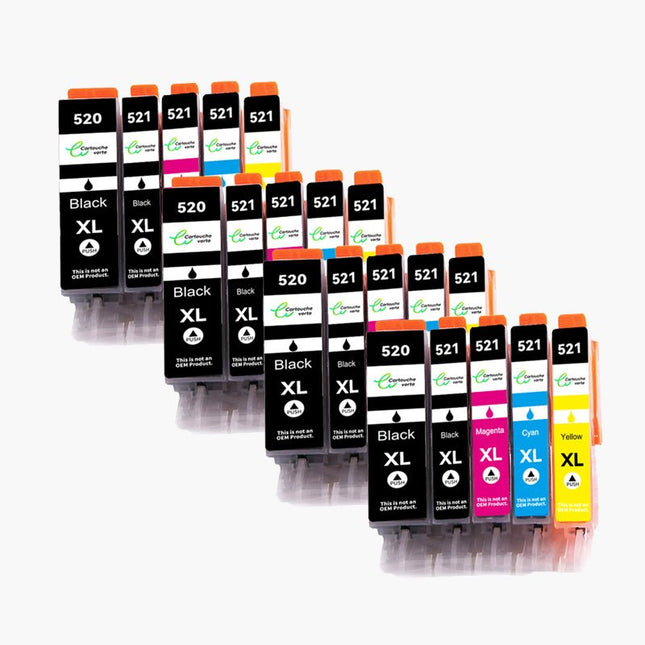 CANON PGI - 520/CLI - 521XL Cartouche d'encre compatible - 4 Couleurs | RecyclĂ©e et Ă©cologique - Format XL - Cartouche verte