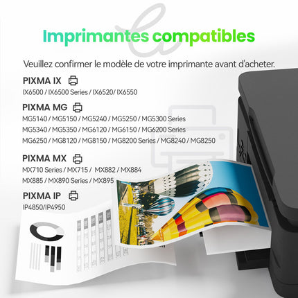 CANON PGI - 525/CLI - 526 XL Cartouche d'encre compatible - 4 Couleurs | Recyclée et écologique - Format XL - Cartouche verte