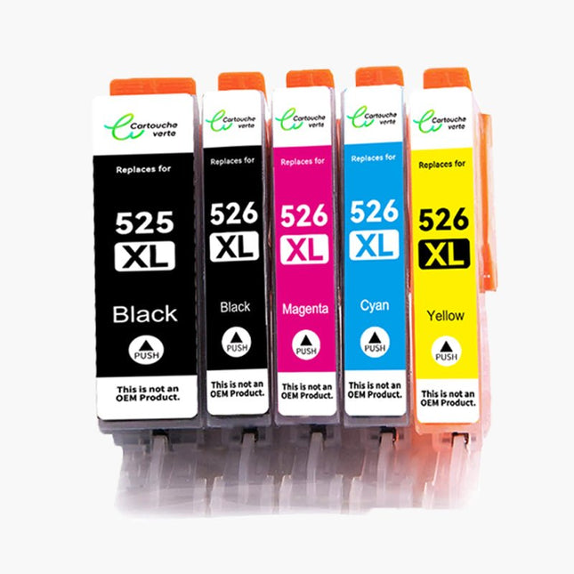 CANON PGI - 525/CLI - 526 XL Cartouche d'encre compatible - 4 Couleurs | Recyclée et écologique - Format XL - Cartouche verte