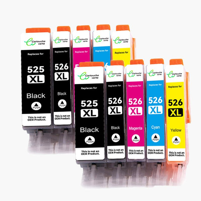 CANON PGI - 525/CLI - 526 XL Cartouche d'encre compatible - 4 Couleurs | Recyclée et écologique - Format XL - Cartouche verte