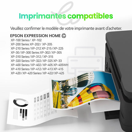 EPSON 18XL Cartouche d'encre Compatible - 4 Couleurs | Recyclée et écologique - Format XL - Cartouche verte