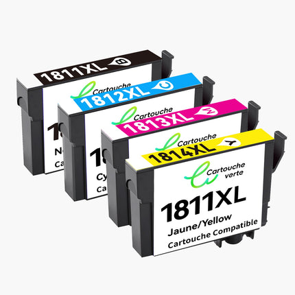 EPSON 18XL Cartouche d'encre Compatible - 4 Couleurs | Recyclée et écologique - Format XL - Cartouche verte