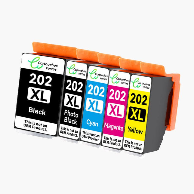 EPSON 202XL Cartouche d'encre Compatible - 4 Couleurs | Recyclée et écologique - Format XL - Cartouche verte