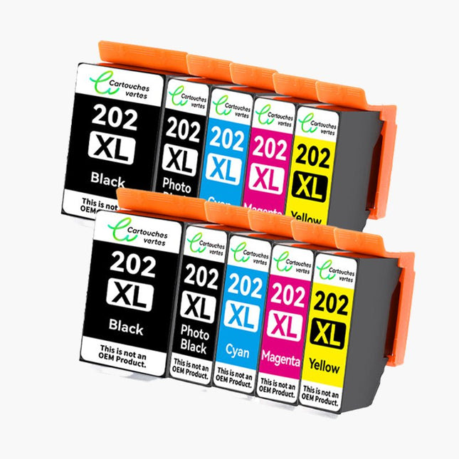 EPSON 202XL Cartouche d'encre Compatible - 4 Couleurs | Recyclée et écologique - Format XL - Cartouche verte