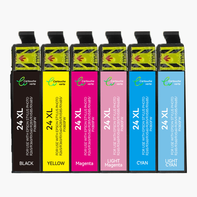 EPSON 24XL Compatible Ink Cartridge - 5 Colors (Black/Color) | Recycled & Eco-Friendly - XL Size