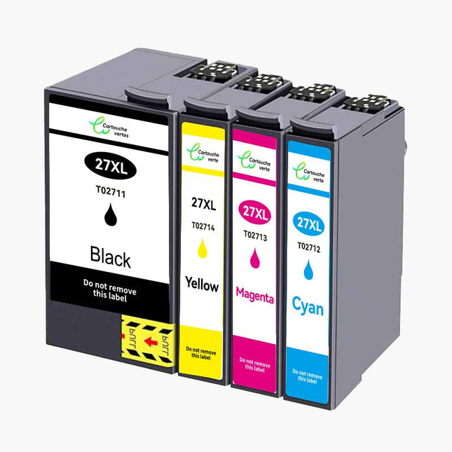 EPSON 27XL Cartouche d'encre compatible - 4 Couleurs | Recyclée et écologique - Format XL - Cartouche verte