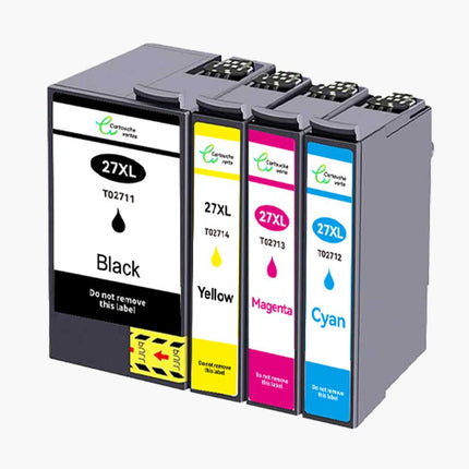 EPSON 27XL Cartouche d'encre compatible - 4 Couleurs | Recyclée et écologique - Format XL - Cartouche verte