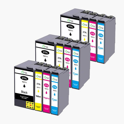 EPSON 27XL Cartouche d'encre compatible - 4 Couleurs | Recyclée et écologique - Format XL - Cartouche verte