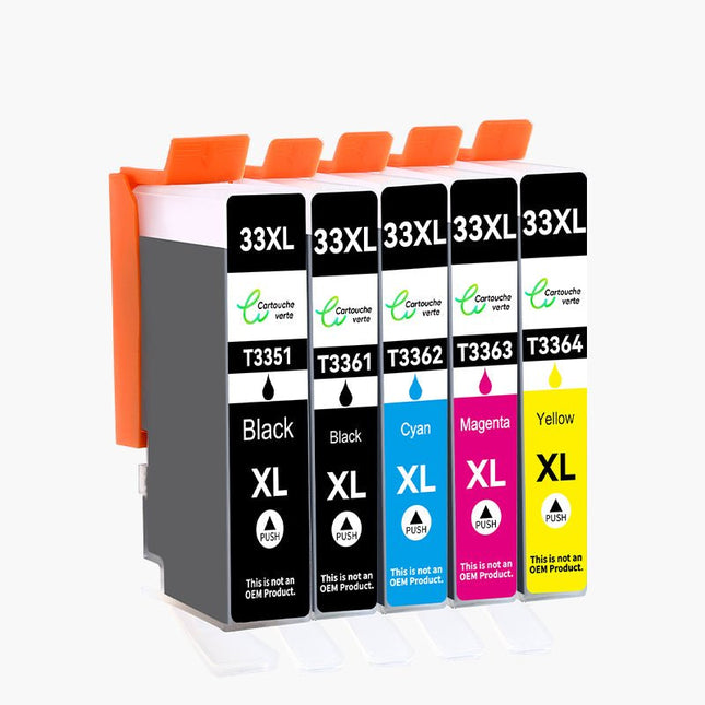 EPSON 33XL Cartouche d'encre Compatible - 4 Couleurs | Recyclée et écologique - Format XL - Cartouche verte
