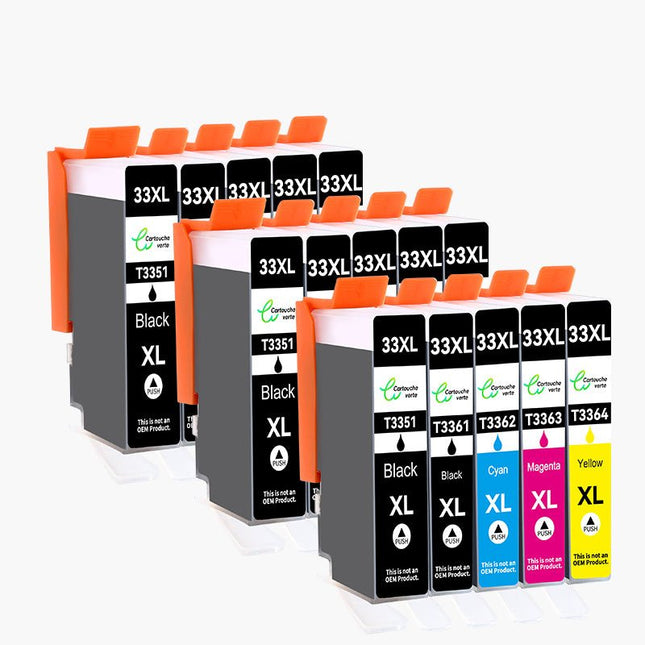 EPSON 33XL Cartouche d'encre Compatible - 4 Couleurs | Recyclée et écologique - Format XL - Cartouche verte