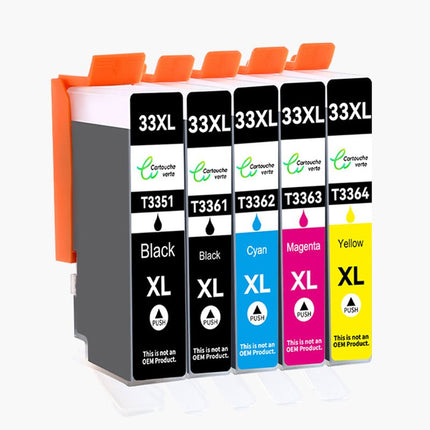 EPSON 33XL Cartouche d'encre Compatible - 4 Couleurs | Recyclée et écologique - Format XL - Cartouche verte