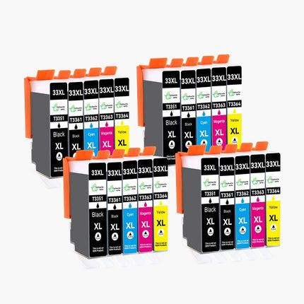 EPSON 33XL Cartouche d'encre Compatible - 4 Couleurs | Recyclée et écologique - Format XL - Cartouche verte