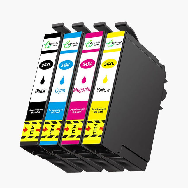EPSON 34XL Cartouche d'encre compatible - 4 Couleurs | Recyclée et écologique - Format XL - Cartouche verte