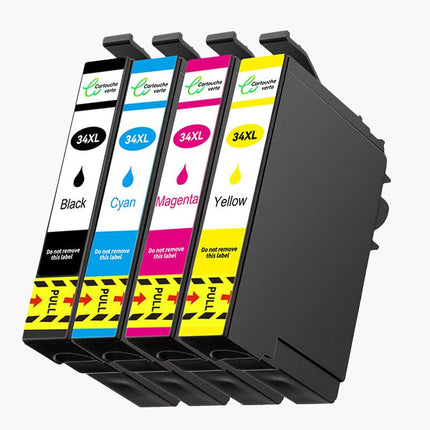 EPSON 34XL Cartouche d'encre compatible - 4 Couleurs | Recyclée et écologique - Format XL - Cartouche verte