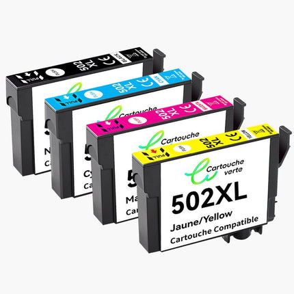 EPSON 502XL Cartouche d'encre Compatible - 4 Couleurs | Recyclée et écologique - Format XL - Cartouche verte