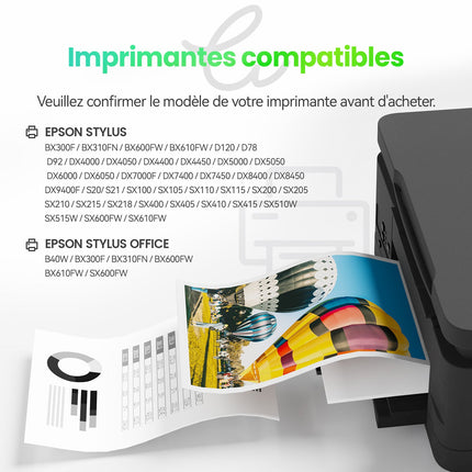 EPSON T0715XL Cartouche d'encre Compatible - 4 Couleurs | Recyclée et écologique - Format XL - Cartouche verte