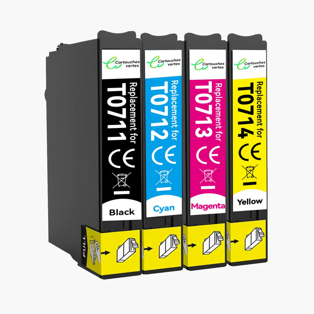EPSON T0715XL Cartouche d'encre Compatible - 4 Couleurs | Recyclée et écologique - Format XL - Cartouche verte