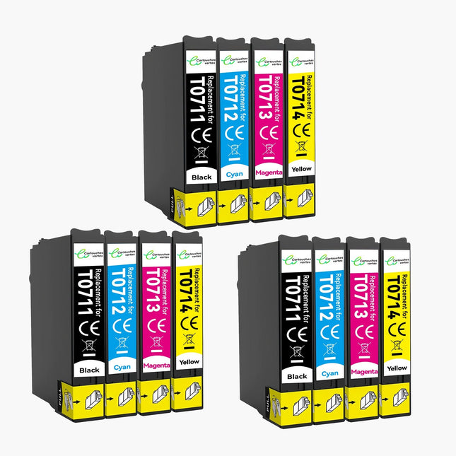 EPSON T0715XL Cartouche d'encre Compatible - 4 Couleurs | Recyclée et écologique - Format XL - Cartouche verte