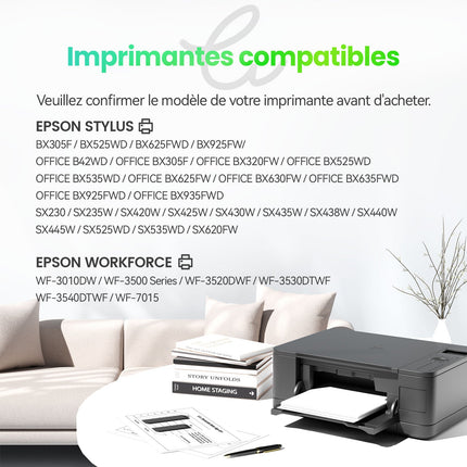 EPSON T1295XL Cartouche d'encre Compatible - 4 Couleurs | Recyclée et écologique - Format XL - Cartouche verte