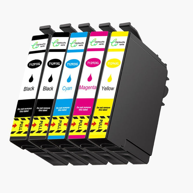 EPSON T1295XL Cartouche d'encre Compatible - 4 Couleurs | Recyclée et écologique - Format XL - Cartouche verte