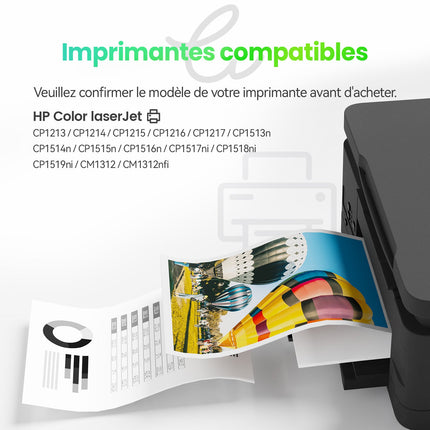 HP 125A (CB540A / CB541A / CB542A / CB543A) - Compatible Toner - 4 Couleurs (Format Standard) | Cartouche verte - Cartouche verte